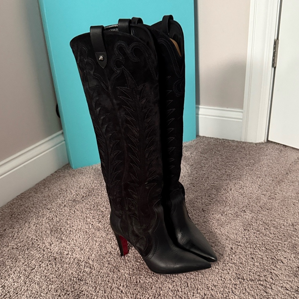 Christian Louboutin Black Moulamax Heeled Boots Size 39.5